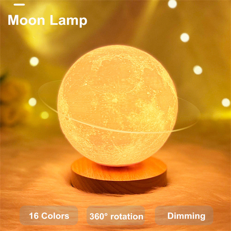 Rotating Moon Lamp three color modes comparison white and yellow