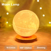 Rotating Moon Lamp three color modes comparison white and yellow