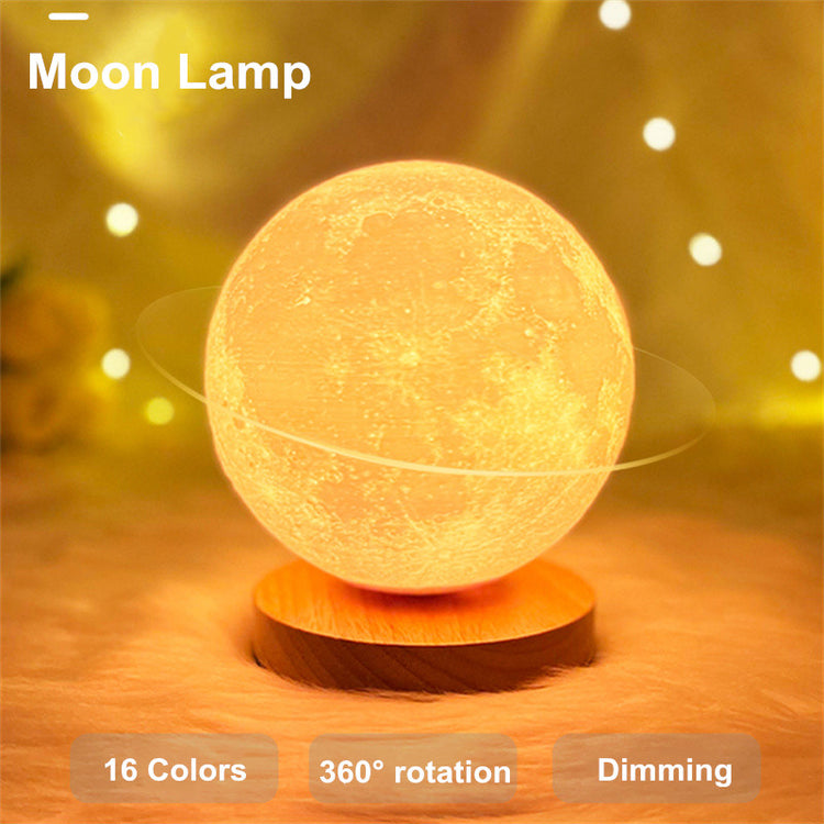 Rotating Moon Lamp three color modes comparison white and yellow